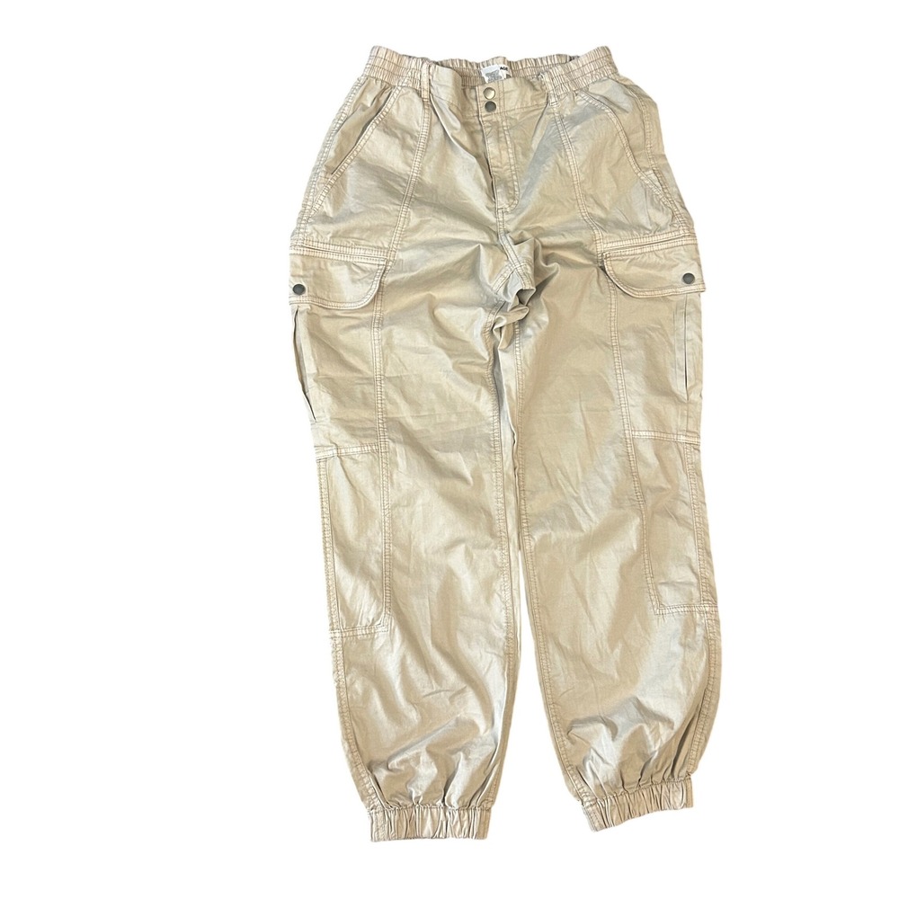 Garage Tan Khaki Cargo Jogger Pants Womens Medium Utility Streetwear Stretch